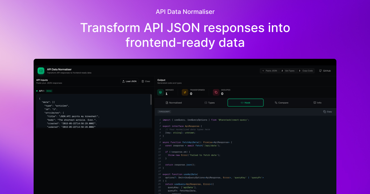 API Data Normaliser - JSON to Frontend-Ready Data